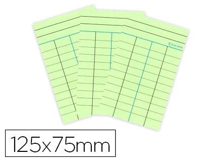 FICHE BIBLIOTHQUE ELVE BRISTOL 4 COLONNES 180G FORMAT 125X75MM PAQUET 100 UNITS COLORIS VERT