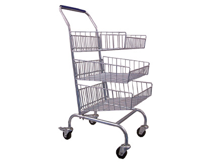 CHARIOT VISO COURRIER 3 PANIERS AMOVIBLES ACIER       GALVANISE 4 ROUES FREINS      CHARGE MAXIMALE 45KG