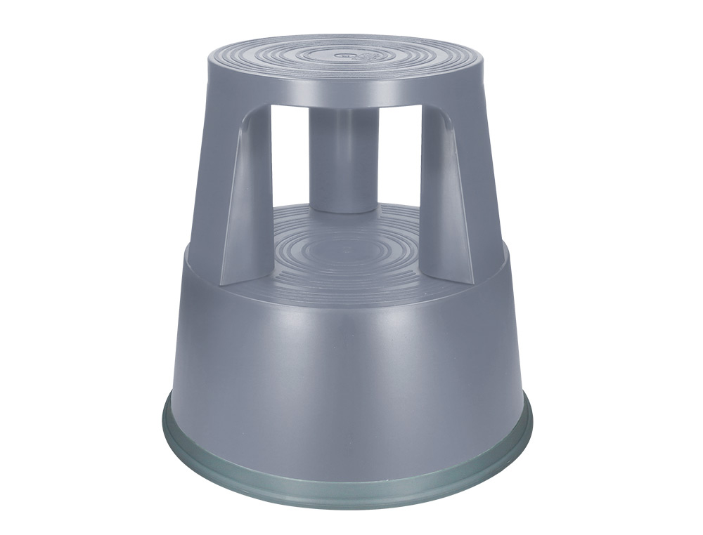 TABOURET Q-CONNECT PLASTIQUE ROUES CAOUTCHOUC RTRACTABLES 2 NIVEAUX BASE 44CM HAUTEUR 43CM POIDS 2.9KG COLORIS GRIS