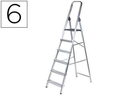 ESCABEAU Q-CONNECT ALUMINIUM 480X980X1930MM 6 MARCHES 4,2KG POIDS MAXIMUM SUPPORT 150KG